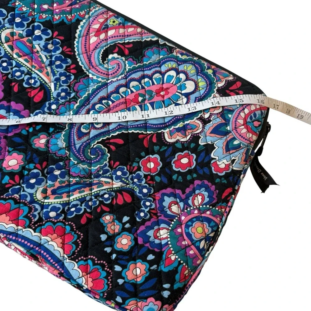 Vera Bradley Laptop Sleeve Quilted Black Haymarket Paisley 14x11 Classic Office